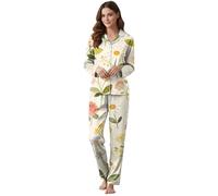 Nightwear Conjunto de Pijama de Mujer Colorido Estampado Floral Top y Pantalones 2 Divisores, Mr1, S