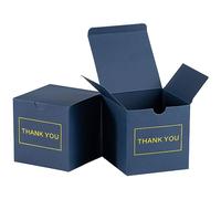 NIGNYA Cajas de regalo pequeñas, paquete de 50 cajas de regalo de 4 x 4 x 4 pulgadas, cajas de regalo de agradecimiento azul marino con tapas para recuerdos de fiesta de boda, adornos, propuesta de