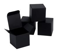 NIGNYA - Paquete de 50 cajas de regalo negras de 2 x 2 x 2 pulgadas, pequeñas cajas de regalo de cartón kraft, caja de regalo de papel fácil de montar con tapas para embalaje de velas, regalos de