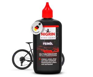 NIGRIN BIKE-CARE Aceite fino, botella de 100 ml, aceite para mecánica de precisión, para hobbies y talleres, sin resina ni ácidos, color gris
