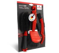 NIGRIN Bike Care - Juego de cepillos de limpieza para bicicleta, cepillo grande para limpieza superficial, cepillo para llantas, radios, ruedas y bujes, cepillo de corona dentada para platos, color