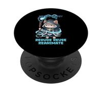 Nigromancia- Reducir, reutilizar, reanimar- Nigromante de Gato PopSockets PopGrip Adhesivo