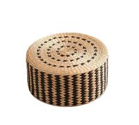 NihaoWXM Meditation Cushion Puf de Paja Tejido Redondo 40/45cm, cojín Tatami, Estera meditación for Asientos Suelo Yoga o Taburete otomano(Black Flower Face,50 x 20cm)