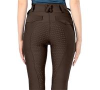 NihaoWXM Pantalón de Equitación para Mujer Pantalones de equitación for Mujer, calzas competición Silicona con Asiento Completo y Antibolitas, Mallas Deportivas(Brown,S)