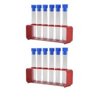 Nihcora 1 juego de tubos de ensayo de plástico de 15 x 100 mm con soporte, tubos de ensayo transparentes con tapas y soporte de 6 agujeros, soporte para enfermeras, decoración de fiestas