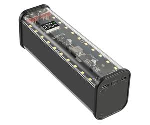 Nihcora 8 Ranuras 18650 Estuche para Banco de Energía DIY Estuche para Banco de Energía de Carga Rápida Pantalla Digital de Gran Capacidad Almacenamiento de Batería Negro