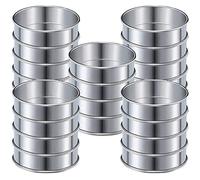Nihcora Anillos para Bollos de 4 Pulgadas para Muffins, Juego de 20 Moldes de Anillos para Muffins de Acero Inoxidable Anillos para Tartas de Doble Laminado Anillos Redondos para Tartas