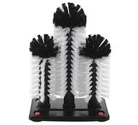 Nihcora Lavadora De Vidrio Cepillo 3 Cepillos De Lavado De Vidrio con Limpiador De Vidrio De Barra De Base De Succion para Bar, Cocinas, Copas De Vino Tinto,