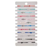 NIHENHAO 12 Piezas/para Pulsera Pulsera de cordón Pulseras Ajustables con Colgante para Mujeres niñas Adolescentes niños Cristianos judíos aleación de poliéster