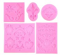 NIHENHAO 5 moldes de Silicona para Fondant de Encaje Estilo Barroco para Tartas Magdalenas Joyas Chocolate Dulces decoración de Silicona