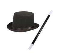 NIHENHAO Accesorios de disfraz de mago con sombrero, capa, varita, lazos, corbata, para actuaciones, cosplay, capa, sombrero, disfraz