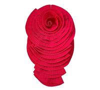 NIHENHAO Broche de flor grande plisada de moda con diseño exagerado para mujer, alfiler de solapa para pecho, ornamento para vestido y camisa - Rojo