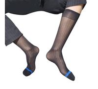 NIHENHAO Calcetines de nailon transparente para hombre, de alta elasticidad, a rayas, transparentes, para vestir formales