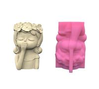 NIHENHAO Chica Yeso Molde de Silicona Suculentas Hormigón Florero Yeso Cemento Molde Arcilla Molde Portavelas Molde Silicona