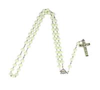 NIHENHAO Collar Rosario Que Brilla en la Oscuridad Cristo para Colgante Chai Noctilucente