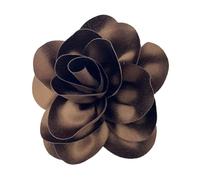 NIHENHAO Hermoso broche de solapa de flores de satén delicado broche francés con patrón único para personas a la moda, marrón oscuro