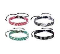 NIHENHAO Juego de 4 pulseras tejidas de estilo árabe, multiusos, inspiradas en árabe, para citas y uso casual