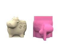 NIHENHAO Molde de silicona para plantas suculentas, con forma de vaca, práctico molde para hormigón y yeso para macetas florales