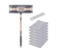 NIHENHAO Mopa plana de aluminio ajustable para el hogar de 360 grados, almohadilla de microfibra para quitar el polvo, herramienta perezosa, mango de 133 cm