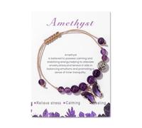 NIHENHAO Pulsera con colgante de mariposa hecha a mano, cuerda trenzada, cordón ajustable, pulsera de piedra natural, joyería de fiesta, color morado