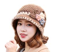 NIHENHAO Sombrero de pescador de punto con diseño de flores para mujer, color a juego, para adultos, adolescentes, otoño, pescador