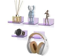 NiHome 0139 - Estante flotante acrílico montado en la pared Set de 5, pequeño (morado)