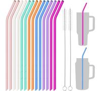 NiHome 14 pajitas de silicona aptas para vaso Stanley de 40 onzas y 30 onzas, popote reutilizable extra largo de 14 pulgadas, longitud de corte flexible para botella de agua grande de 1/medio galón