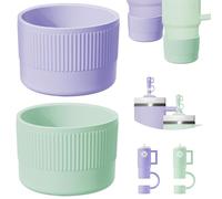 NiHome 2 fundas protectoras de silicona para vaso con tapa para popote para Stanley Quencher 40 30 onzas IceFlow 20 30 onzas y botella Hydroflask de 12 a 24 onzas, accesorios para taza Stanley, funda