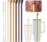 NiHome 6 pajitas de silicona antiarrugas para vasos Stanley de 40 onzas y 30 onzas con cepillos, popotes de longitud personalizable sin arrugas para vasos de varios tamaños, pajitas reutilizables para