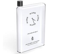 NiHome botella de agua plana A5 de plástico 750 ml, portátil para viajes, a prueba de fugas y sin BPA, botella cuadrada