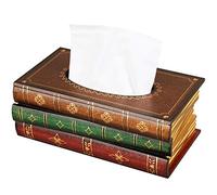 NiHome Funda para pañuelos de madera con tapa con bisagras, dispensador hecho a mano, lector de libros antiguos, retro, decoración de pintura para el hogar, oficina, escuela, negocios, átomo (parte