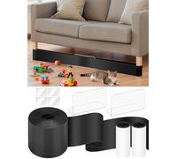 NiHome Kit bloqueador debajo del sofá con paneles de soporte acrílicos, rollo cortable para cualquier tamaño, correas adhesivas y almohadillas, evita que los juguetes y las bolas de mascotas rueden