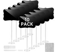 NiHome Kit de 10 letreros de pizarra acrílica, tableros reutilizables ecológicos para eventos, etiquetado de alimentos y más, tableros acrílicos transparentes con marcador, botella de spray y paño