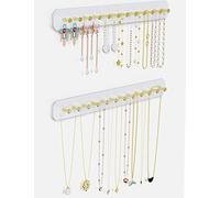 NiHome Organizador de joyas acrílico montado en la pared, paquete de 2 unidades, duradero, elegante, ganchos de acero al carbono fuertes para tocador, baño, cocina, instalación sin complicaciones,