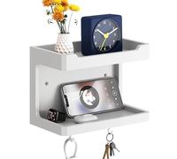 NiHome Organizador grande de madera para cama (blanco)