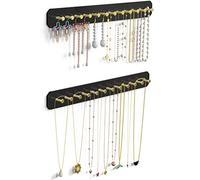 NiHome Organizadores de joyas colgantes, soporte acrílico para colgar en la pared, organizador de aretes y collares con 24 ganchos redondos dorados, soporte para collar colgante también para pulsera,