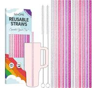 NiHome Pack de 12 pajas de repuesto con purpurina para vaso Stanley (rosa degradado)