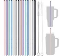 NiHome Pajitas de silicona de 14 pulgadas, paquete de 14 unidades para vasos Stanley, longitud personalizable, ajuste perfecto en botellas grandes, silicona de grado alimenticio sin BPA para bebidas