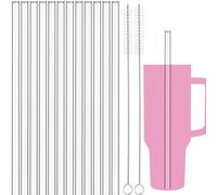 NiHome Pajitas reutilizables de vidrio transparente de 12 pulgadas para vasos Stanley 2.0 de 40 onzas, 12 piezas con cepillos de limpieza, mejora la experiencia de beber, se adapta perfectamente y