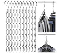 NiHome Paquete de 10 perchas de cadena de ropa, organizador de armario de metal con 7 agujeros, artículos esenciales para el dormitorio universitario, organizadores de armario y almacenamiento para el