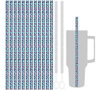 NiHome Paquete de 12 elegantes pajitas de repuesto de plástico con estampado de leopardo para vaso Stanley, 30.5 cm de largo, compatibles con vasos de 40 y 30 onzas, material PETG duradero sin BPA,