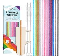NiHome Paquete de 12 pajitas de repuesto con purpurina para vaso Stanley (colores surtidos)