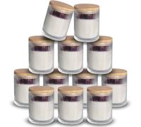 NiHome Paquete de 12 tarros de cristal con tapas de bambú para velas de té, especias, azúcar, cosméticos y más, patrones en relieve para hacer y almacenar velas, vidrio resistente al calor con tapas
