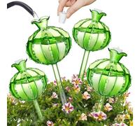 NiHome Paquete de 4 globos de riego para plantas (2 pequeños + 2 grandes), globo de riego automático de cactus de vidrio verde, riego de vidrio para plantas en maceta, mini sistema de riego
