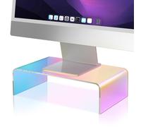NiHome Soporte acrílico iridiscente para monitor de computadora, elevador de acrílico para computadora portátil/PC/escritorio para escritorio, duradero, diseño ergonómico, ahorro de espacio para el