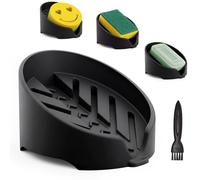 NiHome Soporte de esponja de silicona para cocina y baño, organizador automático de flujo de agua de diseño elevado, sostiene múltiples esponjas y herramientas de limpieza, silicona duradera de grado