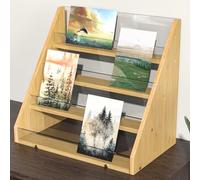 NiHome Soporte de exhibición de tarjetas de felicitación de bambú y acrílico