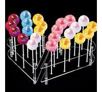 NiHome Soporte para tartas antiadherente, soporte acrílico de 24 agujeros para tartas, soporte para piruletas para bodas, fiestas de cumpleaños, celebraciones, en forma de corazón