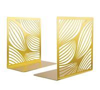 NiHome Sujetalibros Decorativos de Metal Dorado para estantes, sujetalibros para sostener Libros, Resistente, decoración de estantería para hogar, Oficina, Biblioteca, decoración geométrica