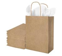 Nihuecne Paquete de 24 bolsas de regalo de papel kraft con papel de seda, pequeñas bolsas de regalo a granel con asas para cumpleaños, aniversario, vacaciones y más (5.9 x 3.1 x 8.3 pulgadas) (marrón)